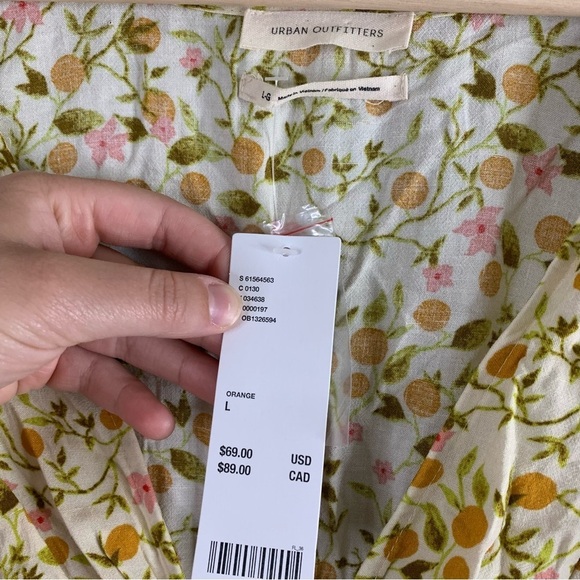 Urban Outfitters UO Bettie  Twist-Front Orange Floral Mini Dress NWT New Large L - Picture 4 of 11